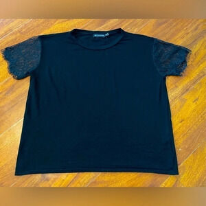 PrettyLittleThing Black Top with Lace Arms